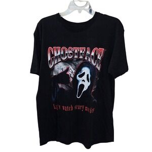 Ghostface Scream Let's Watch Scary Movies Graphic T-Shirt Black Large Horror